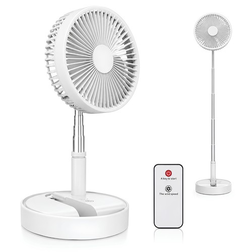 7200mAh USB Rechargeable Foldable Telescopic Fan Remote Control 4 Speed Desk Fan