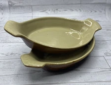 Set Of 2 Brown Drip Glaze Casserole Au Gratin Baking Dishes Taiwan Vintage