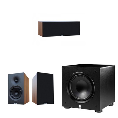 Elac Debut 3.0 Walnut 5.25 Inch Book Shelves With 5.25In Center Channel And E...