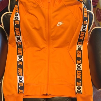 Nike Orange Men's M Track Jacket Full Zip ''Just Do It'' Tape Polyester