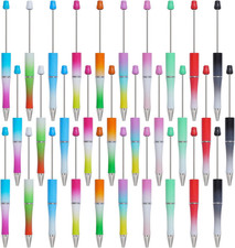 30Pcs Beadable Pens Plastic Bead Ballpoint DIY Cute Cool Pens Black Ink for Wome