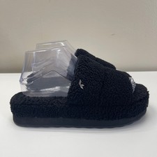 Koolaburra by UGG Peachee Slide Women 7 Black Faux Fur Platform Slippers