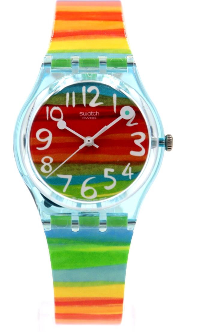 New Swatch Originals Color The Sky Rainbow Plastic Watch 35mm