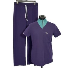 FIGS Scrub Set Catarina Top Livingston Pants XS Purple Medical Uniform