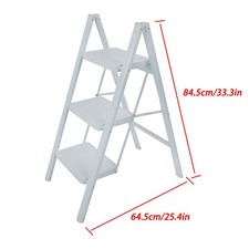 3 Step Ladder Folding Step Stool w/ Wide Anti-Slip Pedal Aluminum White