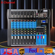 8 Channel Professional Bluetooth Live Studio Audio Mixer USB Mixing Console