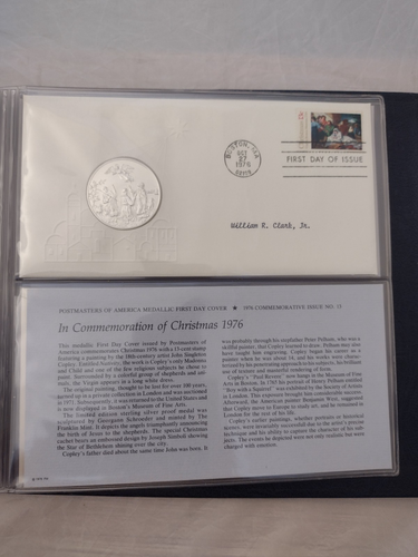 Postmasters of America Medallic 1st Day Covers 1976, 1-14 w/Binder - Picture 15 of 17