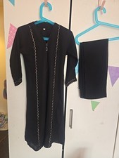 2Pcs Set Kids Girls Abaya Muslim Prayer Burka Long Dress Modest Children Khimar