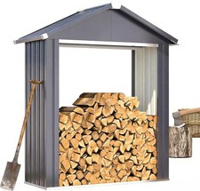 Heavy Duty Galvanized Steel Log Store Outdoor Firewood Shelter with Apex Roof