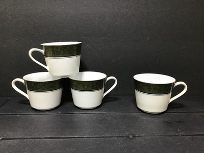NORITAKE WALDEN Set of 4 Flat Cup Silver Trim (B11*)