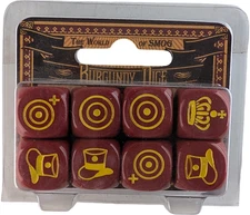The World of SMOG Rise of Moloch Kickstarter Burgundy Dice Set 8 Custom CMON 201