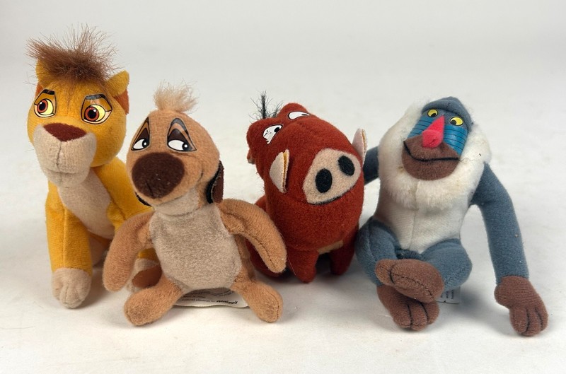 Disney Lion King Mini Bean Plush, Pumba, Simba, Kelloggs Lot 4 Rare