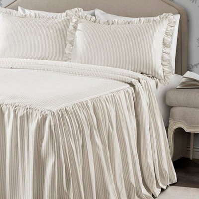 Lush Décor Ticking Stripe Bedspread Wheat Vintage Chic Farmhouse Style Full