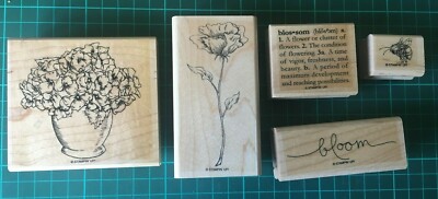 RAR! Stampin' Up! Stempelset ''Blooming Beautiful'' mit Holzrücken (5-teiliges Stempelset)