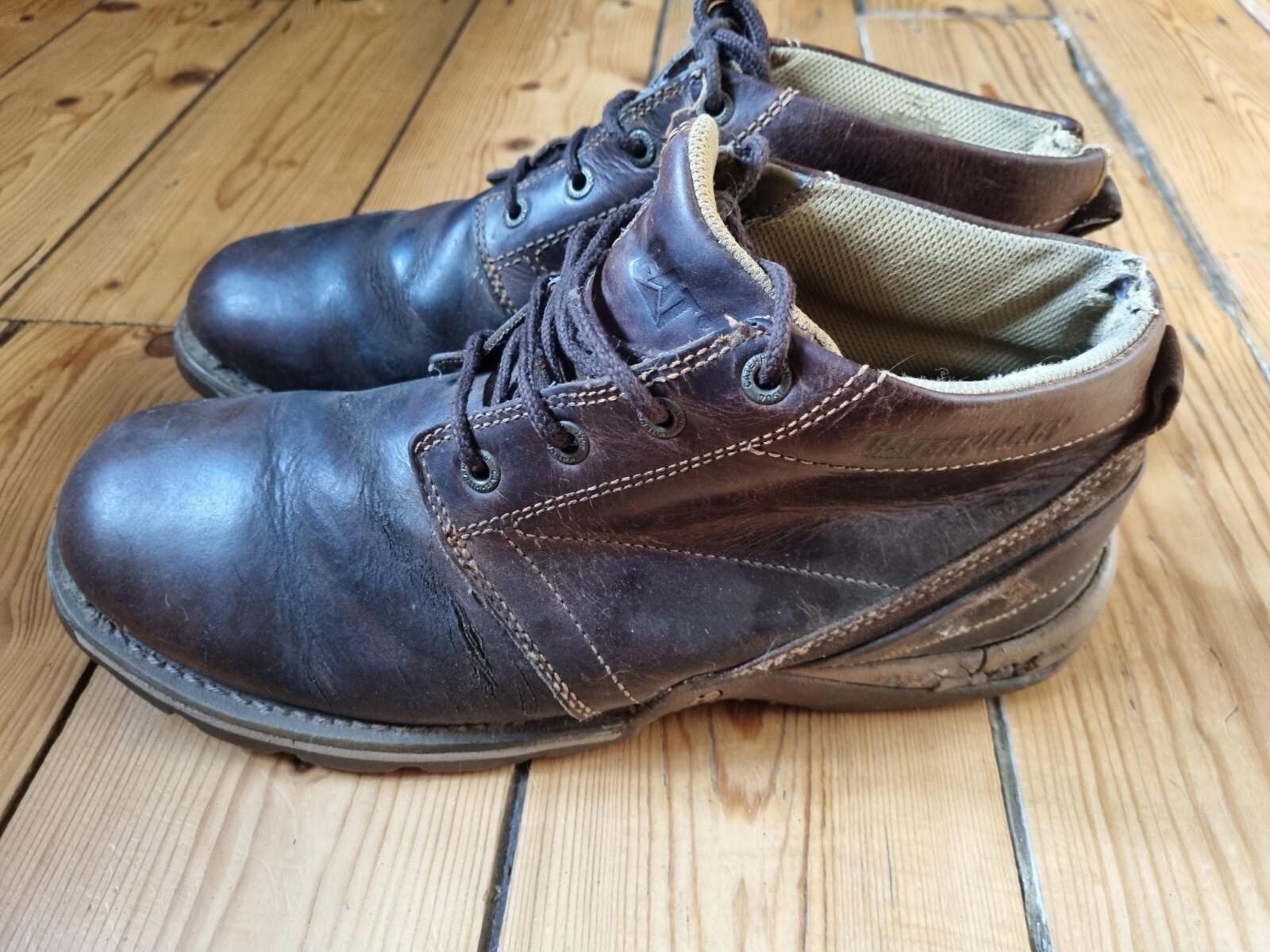 Vintage Caterpillar Brown Leather Boots eBay