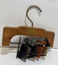 Vintage Men's Wooden Neck Tie Organizer / Hanger   8.5" Long   Holds 18 Ties