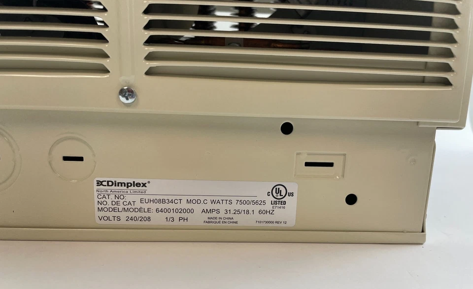 Unidad Dimplex Calentador Termostato EUH08B34CT 240/208V Foto 3 de 4