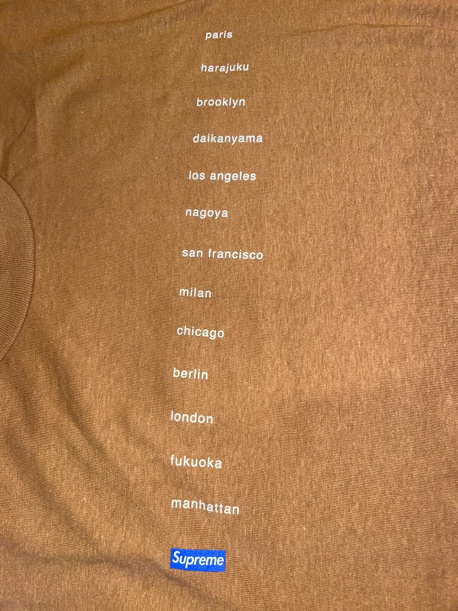 Brand New Supreme Location Tee Brown SS23 Undercover Face Box Logo