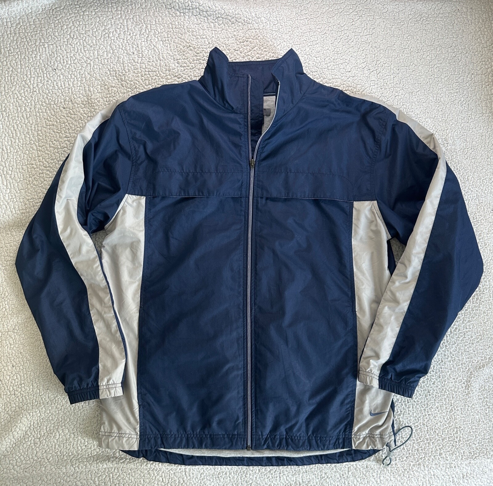 SACAI X NIKE VINTAGE Nike Uomo L Giacca Grigio Blu Navy Cotone Foderato Zip Performance