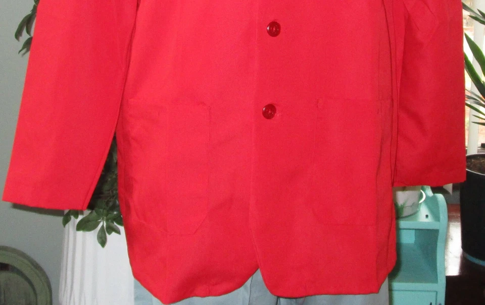 Best Medical Wear Staff Lab Coat Scrubs Uniform 30" Long Sleeve Red Size M to 5X - Image 3 of 4