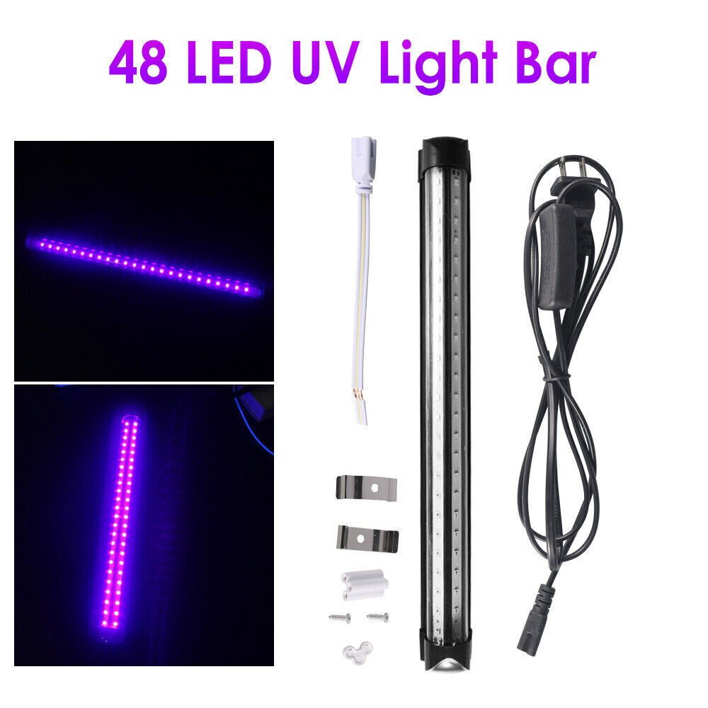 48LED UV Black Light Bar Fixtures Ultraviolet Lamp Strip US Plug DJ Party Club