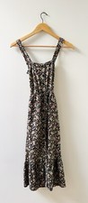Vintage Ruffle Bottom Floral Dress XS Straps 