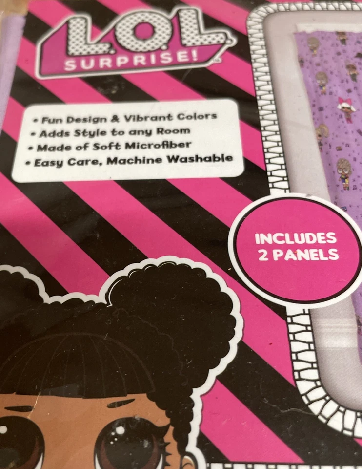 LOL Surprise Follow The Music Window Panels Curtains Drapes Pair = 82"Wx63"L New - Image 2 of 4