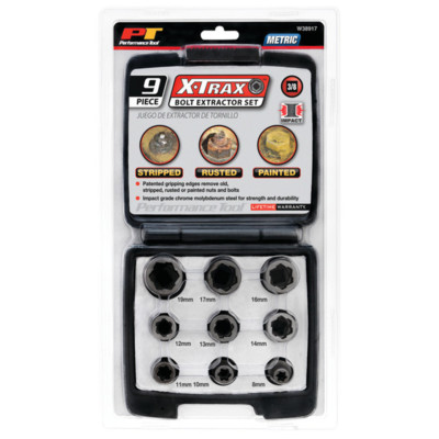Wilmar W38917 Performance Tool 3/8'' Dr 9 Piece Bolt Extractor Set (Metric)