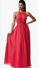 Women's Formal Pleated bodice bridesmaid Long Evening Gown prom dress
