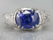 Excellent 2.20CT Blue Sapphire  White CZ 925 Silver Women's Wedding Unique Ring