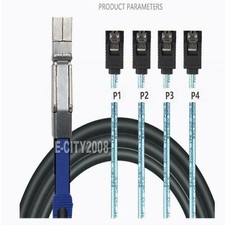 3.3FT 1M Mini SAS HD SFF-8644 to 4 SATA Serial External Adapter Cable 6.00 Gb/s