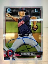 THOMAS PONTICELLI 2018 Bowman Draft CHROME 1ST ROOKIE Signed AUTO COA Indians