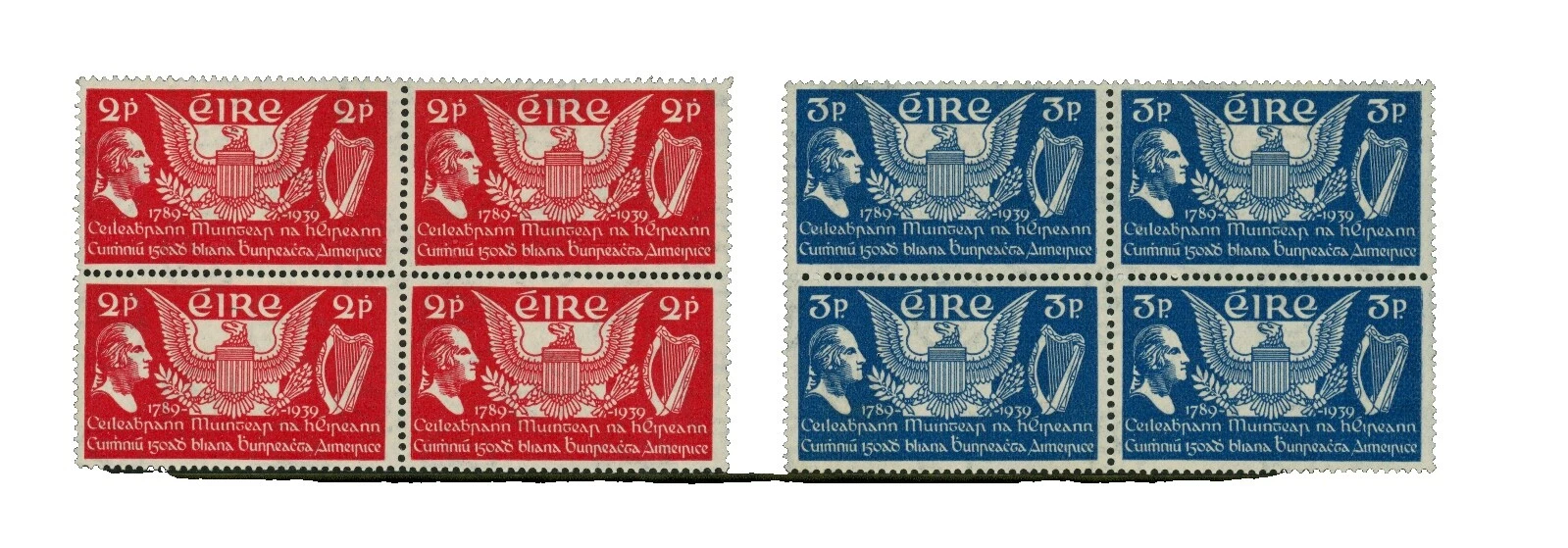 Mint Hinged Irish Stamp Blocks