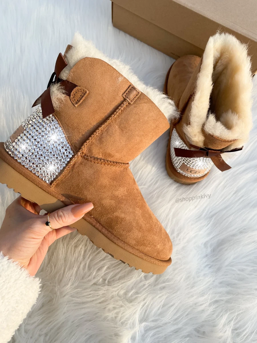 Ugg Crystal Custom Women s Bailey Bow Ugg Boots eBay