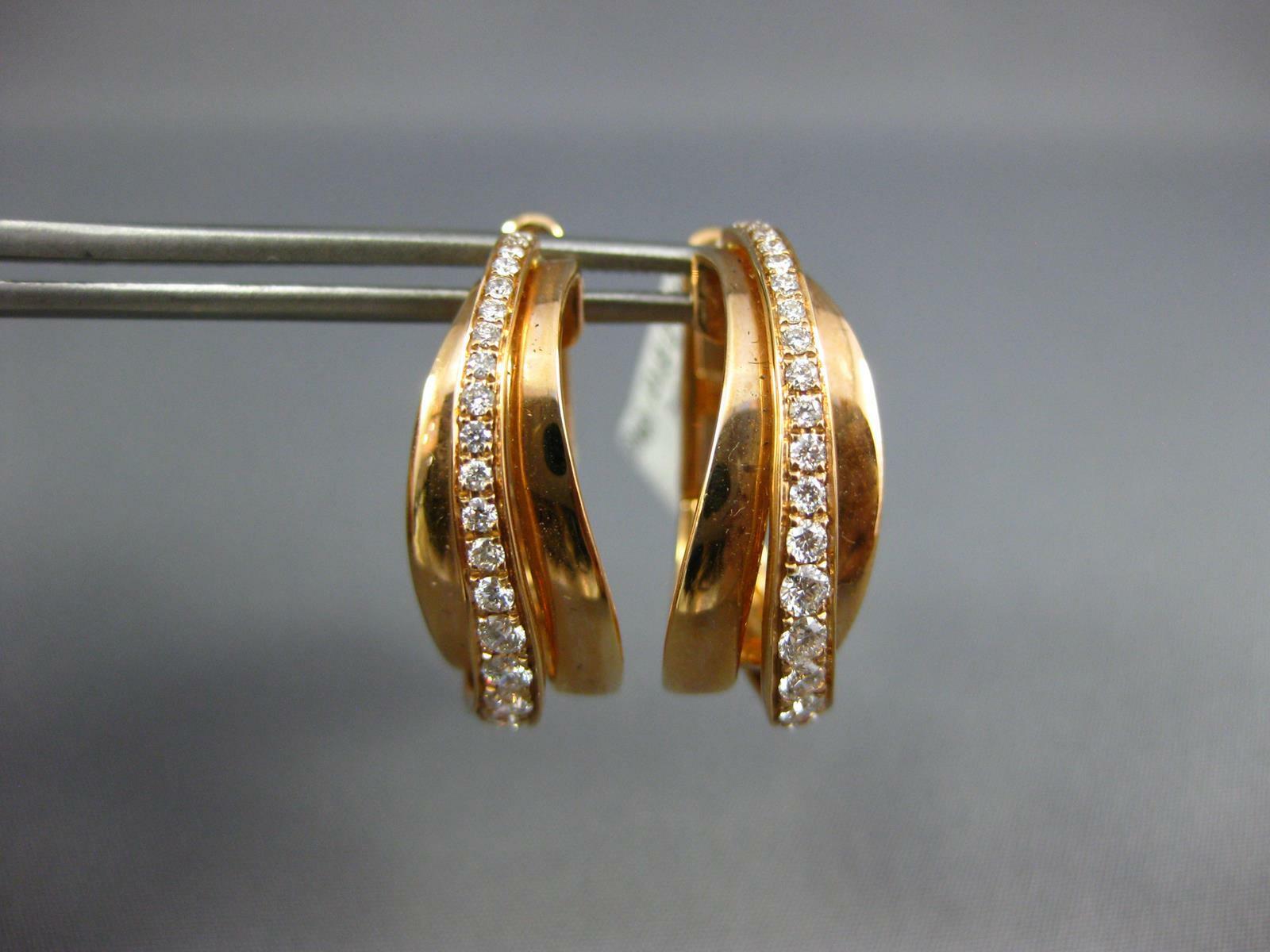 FILA ESTATE WIDE .61CT DIAMOND 18KT ROSE G MULTI ROW CLIP ON HOOP HANGING EARRINGS