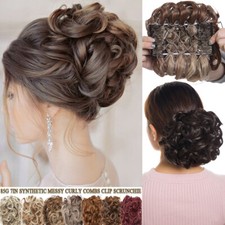 MEGA THICK LARGE Curly Chignon Messy Bun Updo Clip in Hair Extensions As Human