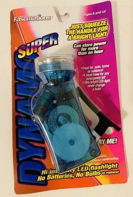 Super Dynamo Hand Powered Flashlight No Batteries Needed Blue 2004