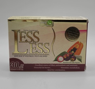 LESS LESS Natural Capsules 500mg With Papain 30 Count 