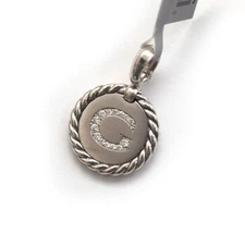 David Yurman Pave Diamond Sterling Silver Initial “G” Enhancer Pendant Charm New