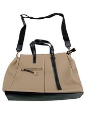 Borsa L.CREDI con manici donna pelle beige grande tutti i giorni 40 cm