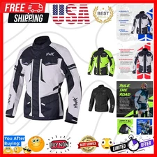 Adventure Touring Motorcycle Jacket for Men, Water Resistant Cordura Textile ...