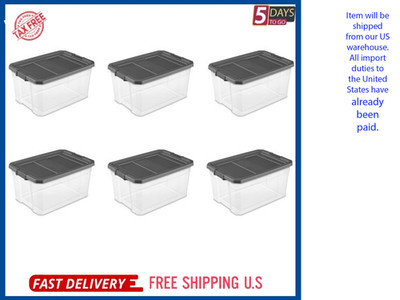 6PCS Stackable Storage Bin, 76 Quart Durable Clear Plastic Storage Container