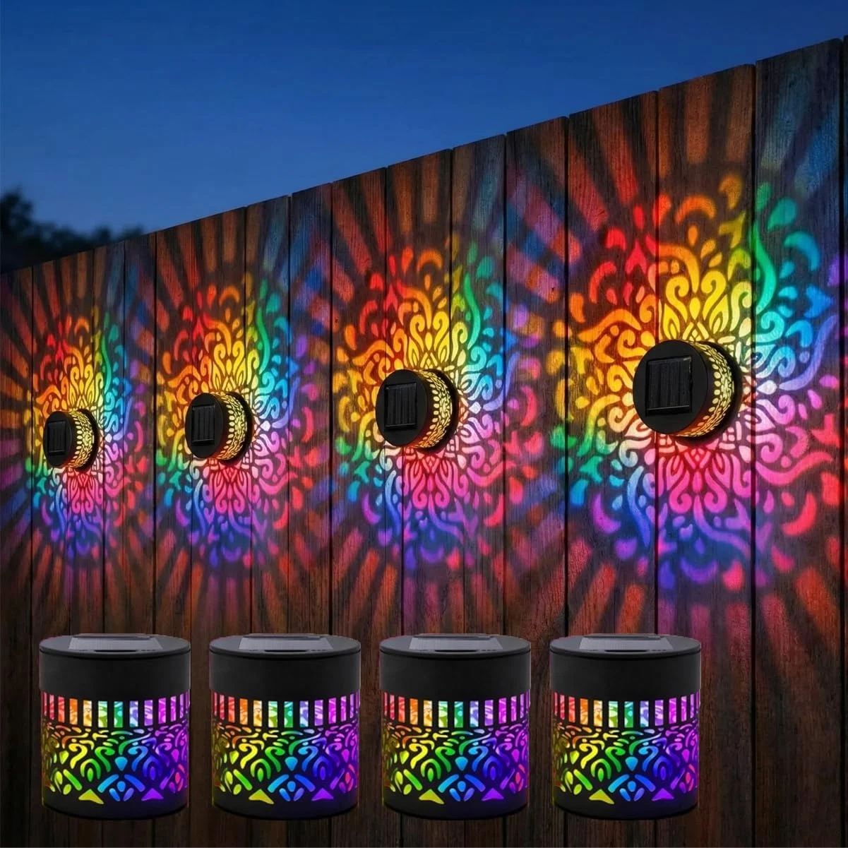 Seven-Color Changing Solar Mandala Projection Wall Light Decorative Solar Mandal
