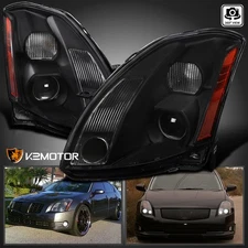 Black Fits 2004-2006 Maxima Replacement Projector Headlights Lamps LH+RH 04-06