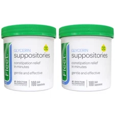 2 Pack Fleet - Glycerin Suppositories, Laxative, Adult Jar, 100 Each