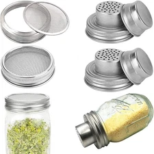 4pk 316 Stainless Steel Sprouting Lids Wide Mouth Mason Jar Mesh Silver
