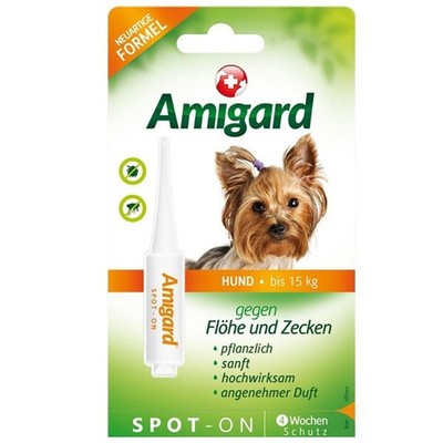 Amigard Spot on Hund bis 15kg Flöhe Zecke natürliche Aktivstoffe angenehmer Duft