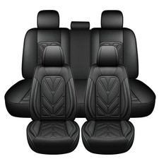 Luxury Leather Car Seat Covers 5-seats Full Set Protector Black For Volkswagen