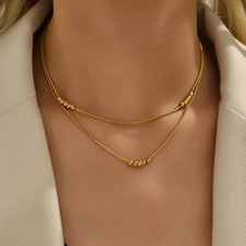18K Gold Plated Real Solid Color 304 Stainless Steel Necklace