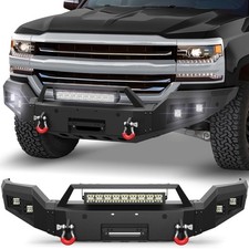 Front Bumper With Winch Plate Lights D-ring For 2016-2018 Chevy Silverado 1500